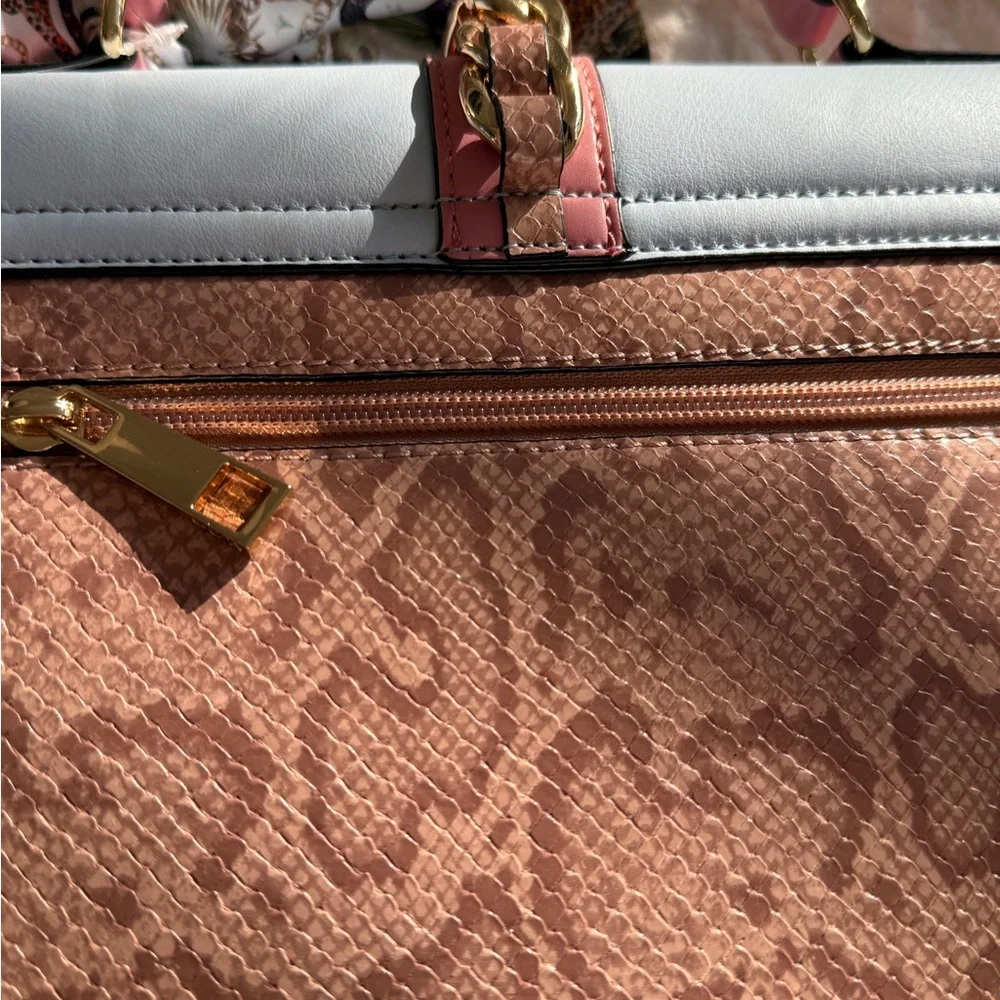 Aldo Caiilla Top Handle Satchel Snake Print + Chain Detail - Picture 14 of 16